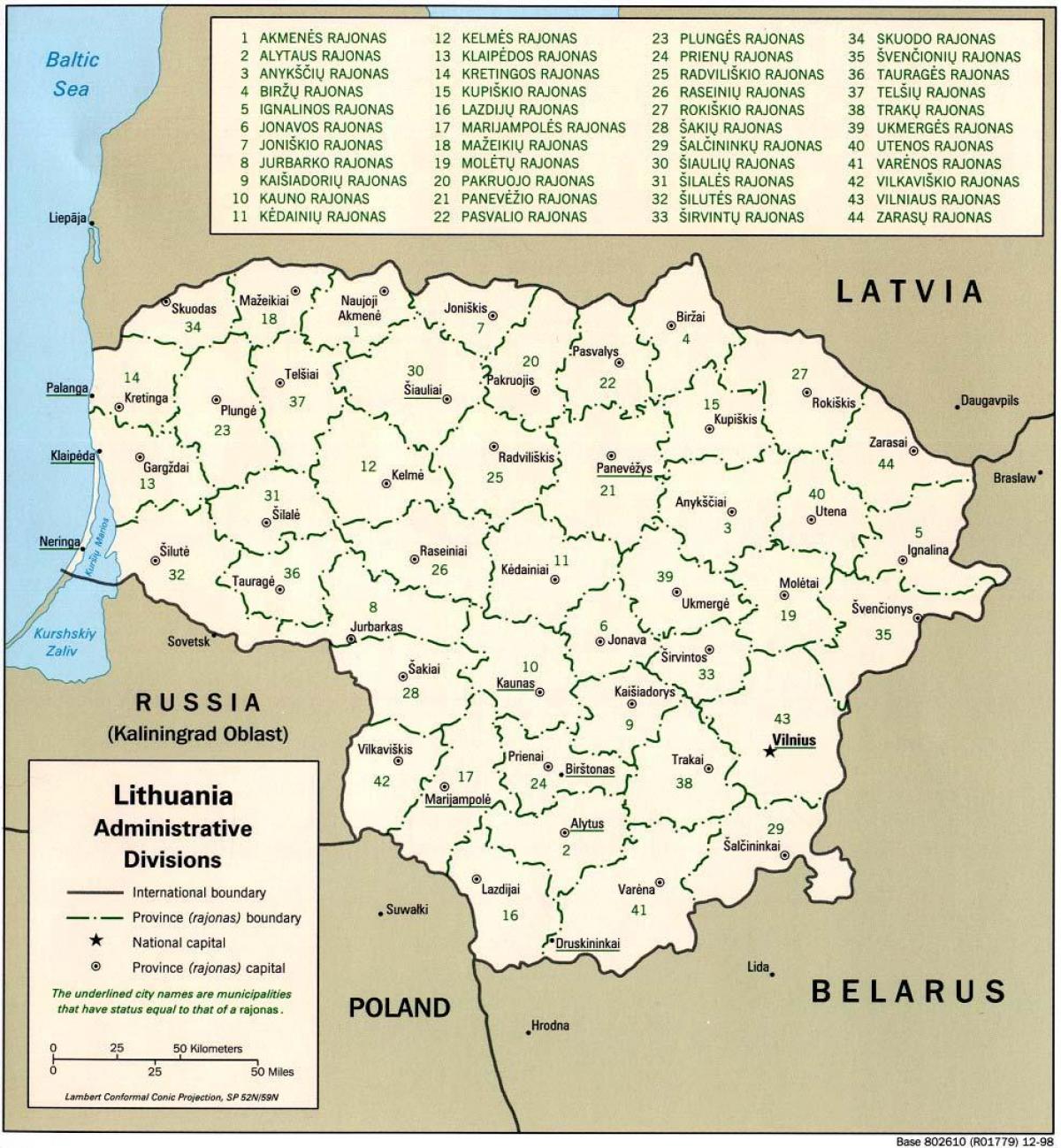 Kaart kaart Leedu linnad